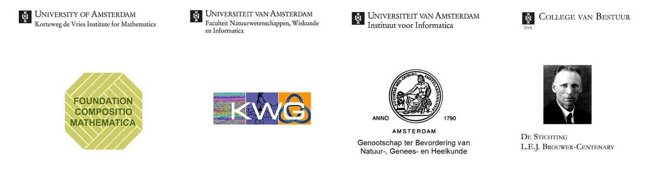 1. Het Korteweg-de Vries Instituut voor Wiskunde (UvA) 2. De Faculteit der Natuurwetenschappen, Wiskunde en Informatica (UvA) 3. Het Instituut voor Informatica (UvA)  4. Het College van Bestuur (UvA) 5. De Stichting Compositio Mathematica 6. Het Koninklijk Wiskundig Genootschap 7. Het Genootschap ter Bevordering van Natuur-, Genees- en Heelkunde 8. De Stichting L.E.J. Brouwer-Centenary